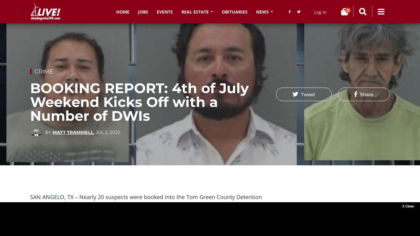 BOOKING REPORT: 4th of July Weekend Kicks Off with a ... - San Angelo LIVE!